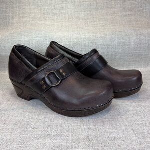 Sofft Berit brown leather slip on clogs shoes size 8M boho classic none slip
